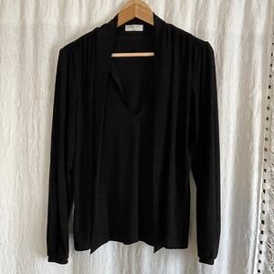 Aritzia Babaton Dressy Black Longsleeve Blouse